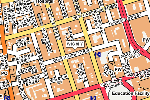 W1G 8HY map - OS OpenMap – Local (Ordnance Survey)