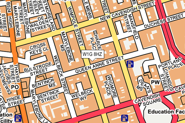 W1G 8HZ map - OS OpenMap – Local (Ordnance Survey)