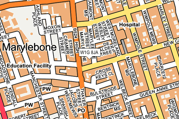 W1G 8JA map - OS OpenMap – Local (Ordnance Survey)