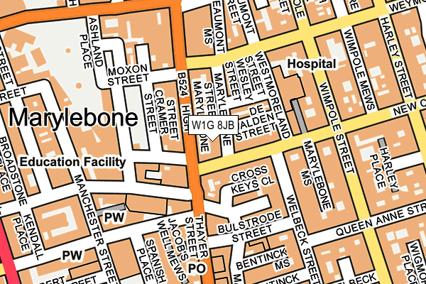 W1G 8JB map - OS OpenMap – Local (Ordnance Survey)