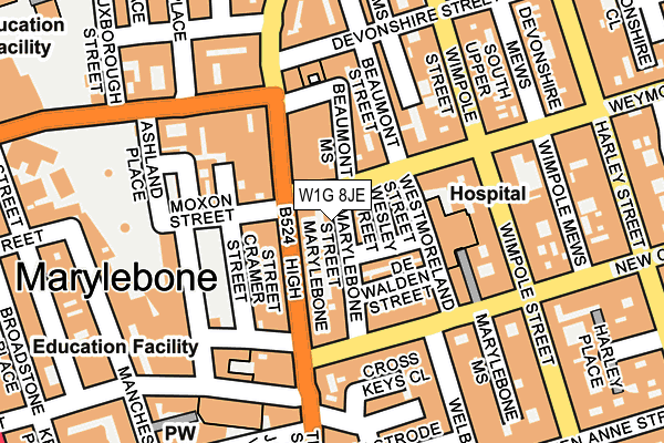 W1G 8JE map - OS OpenMap – Local (Ordnance Survey)