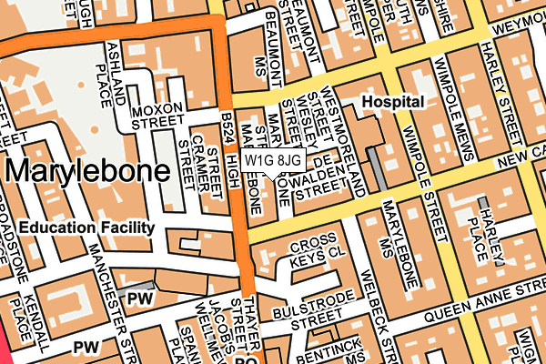 W1G 8JG map - OS OpenMap – Local (Ordnance Survey)