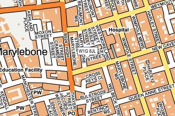 W1G 8JL map - OS OpenMap – Local (Ordnance Survey)