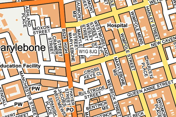 W1G 8JQ map - OS OpenMap – Local (Ordnance Survey)