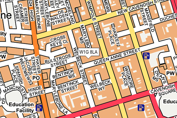 W1G 8LA map - OS OpenMap – Local (Ordnance Survey)