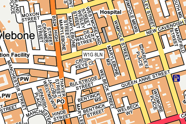 W1G 8LN map - OS OpenMap – Local (Ordnance Survey)