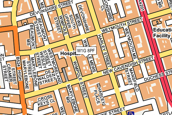 W1G 8PF map - OS OpenMap – Local (Ordnance Survey)