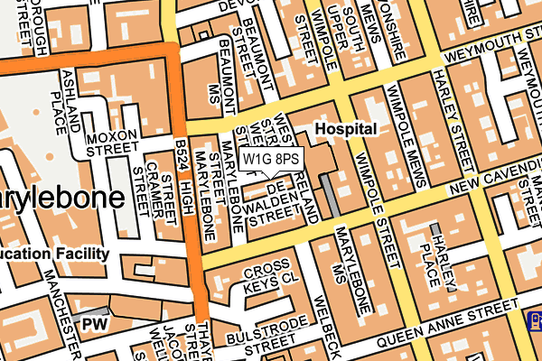 W1G 8PS map - OS OpenMap – Local (Ordnance Survey)