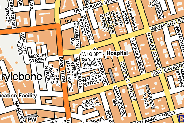 W1G 8PT map - OS OpenMap – Local (Ordnance Survey)