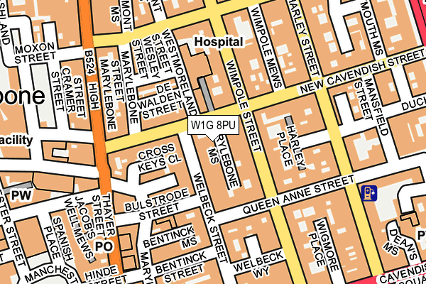 W1G 8PU map - OS OpenMap – Local (Ordnance Survey)