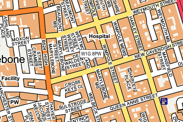 W1G 8PW map - OS OpenMap – Local (Ordnance Survey)