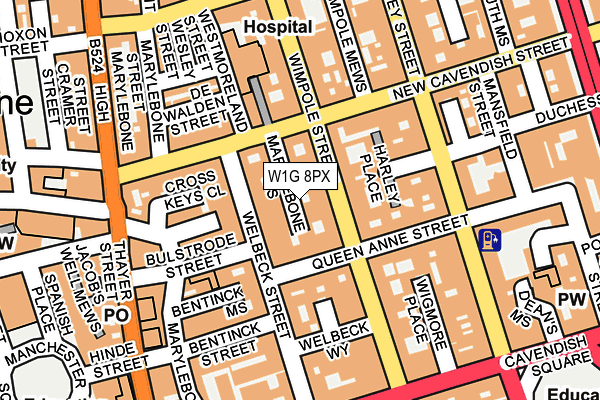 W1G 8PX map - OS OpenMap – Local (Ordnance Survey)