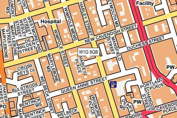 W1G 8QB map - OS OpenMap – Local (Ordnance Survey)