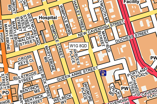 W1G 8QD map - OS OpenMap – Local (Ordnance Survey)