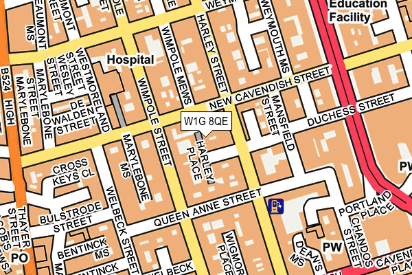 W1G 8QE map - OS OpenMap – Local (Ordnance Survey)
