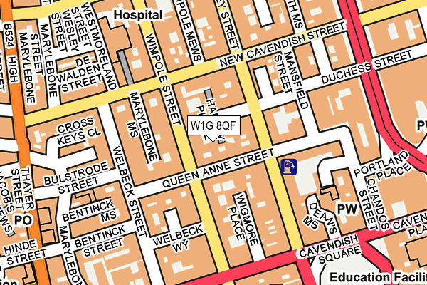 W1G 8QF map - OS OpenMap – Local (Ordnance Survey)