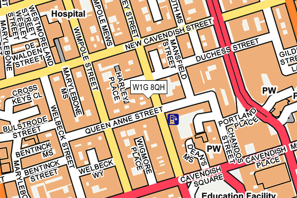 W1G 8QH map - OS OpenMap – Local (Ordnance Survey)