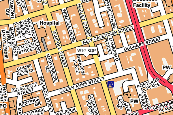 W1G 8QP map - OS OpenMap – Local (Ordnance Survey)