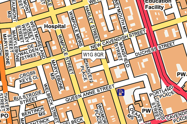 W1G 8QR map - OS OpenMap – Local (Ordnance Survey)