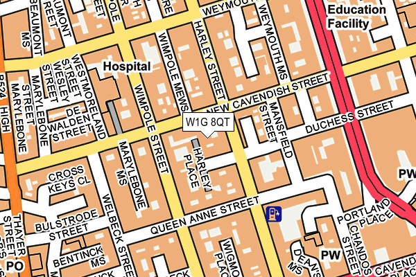 W1G 8QT map - OS OpenMap – Local (Ordnance Survey)