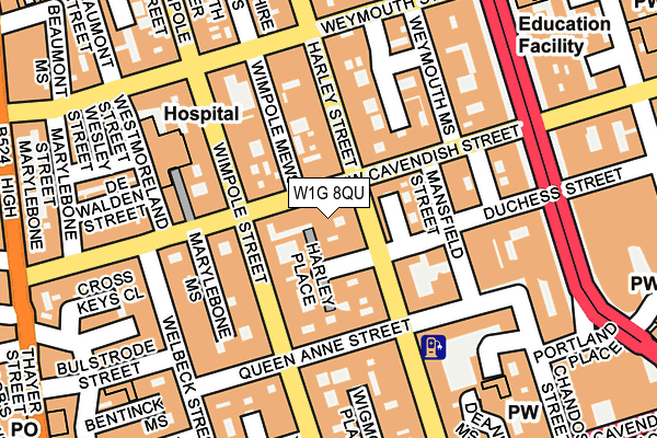 W1G 8QU map - OS OpenMap – Local (Ordnance Survey)