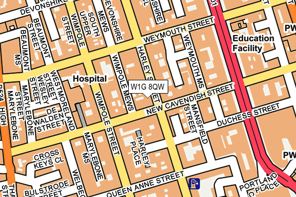 W1G 8QW map - OS OpenMap – Local (Ordnance Survey)