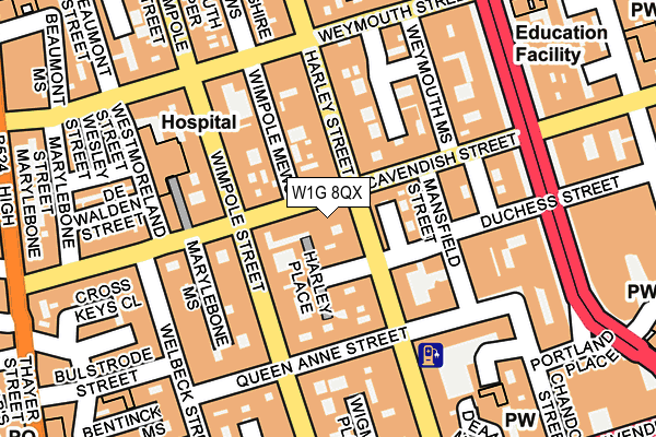 W1G 8QX map - OS OpenMap – Local (Ordnance Survey)