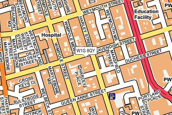 W1G 8QY map - OS OpenMap – Local (Ordnance Survey)