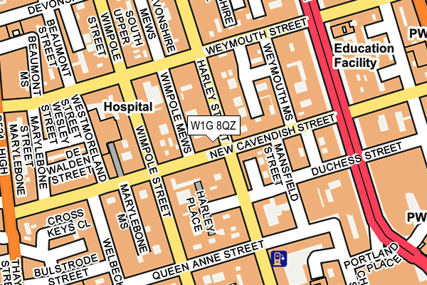 W1G 8QZ map - OS OpenMap – Local (Ordnance Survey)