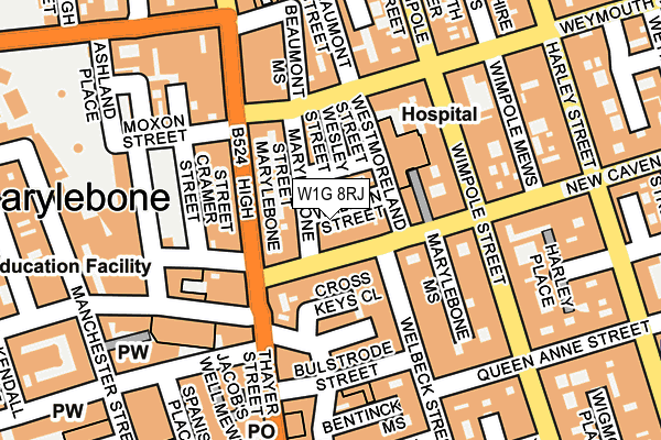 W1G 8RJ map - OS OpenMap – Local (Ordnance Survey)