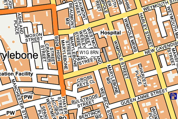 W1G 8RN map - OS OpenMap – Local (Ordnance Survey)