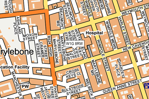 W1G 8RW map - OS OpenMap – Local (Ordnance Survey)