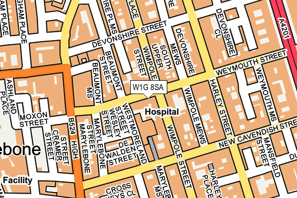 W1G 8SA map - OS OpenMap – Local (Ordnance Survey)
