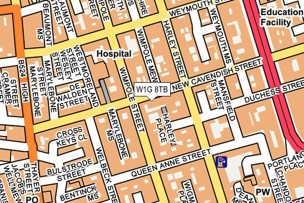 W1G 8TB map - OS OpenMap – Local (Ordnance Survey)