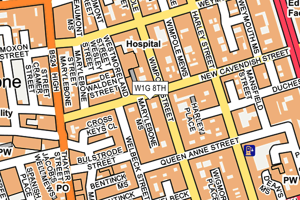 W1G 8TH map - OS OpenMap – Local (Ordnance Survey)