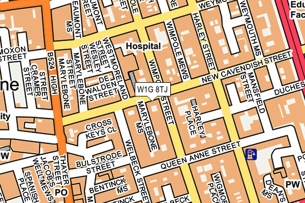W1G 8TJ map - OS OpenMap – Local (Ordnance Survey)