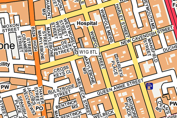 W1G 8TL map - OS OpenMap – Local (Ordnance Survey)