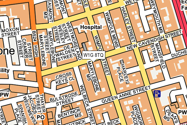 W1G 8TQ map - OS OpenMap – Local (Ordnance Survey)