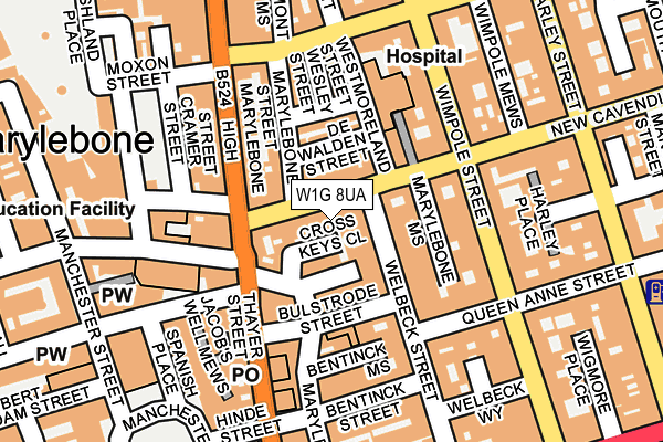 W1G 8UA map - OS OpenMap – Local (Ordnance Survey)