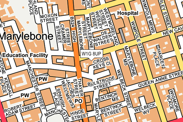 W1G 8UP map - OS OpenMap – Local (Ordnance Survey)