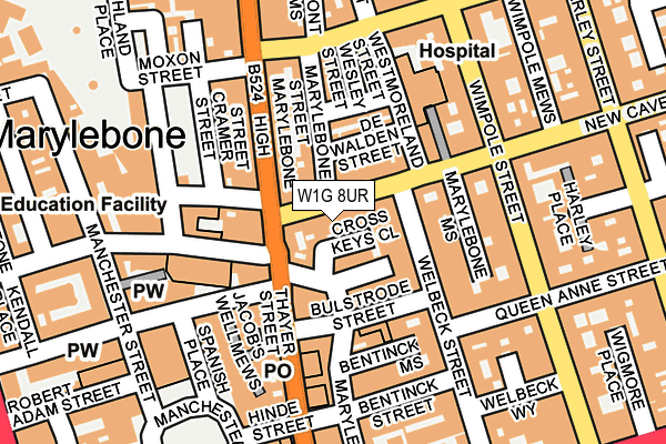 W1G 8UR map - OS OpenMap – Local (Ordnance Survey)