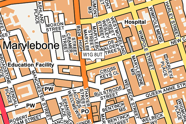 W1G 8UT map - OS OpenMap – Local (Ordnance Survey)