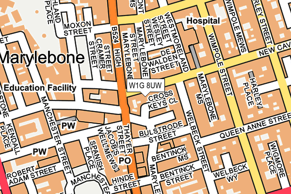 W1G 8UW map - OS OpenMap – Local (Ordnance Survey)