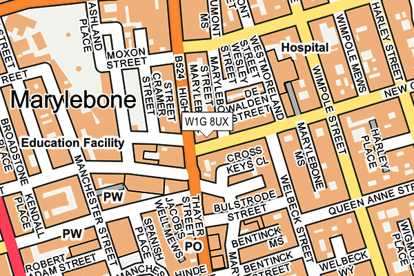W1G 8UX map - OS OpenMap – Local (Ordnance Survey)