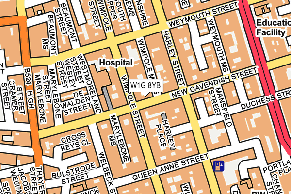 W1G 8YB map - OS OpenMap – Local (Ordnance Survey)