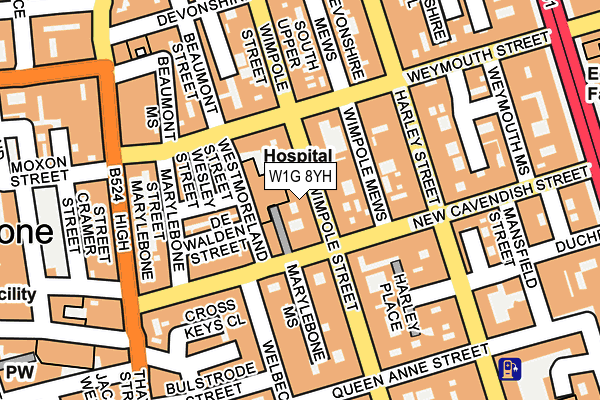 W1G 8YH map - OS OpenMap – Local (Ordnance Survey)
