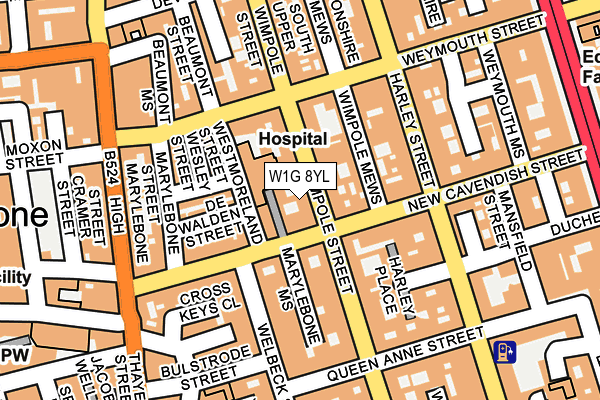W1G 8YL map - OS OpenMap – Local (Ordnance Survey)