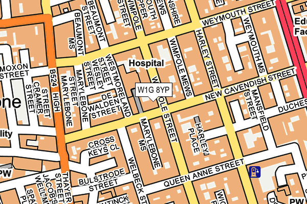 W1G 8YP map - OS OpenMap – Local (Ordnance Survey)