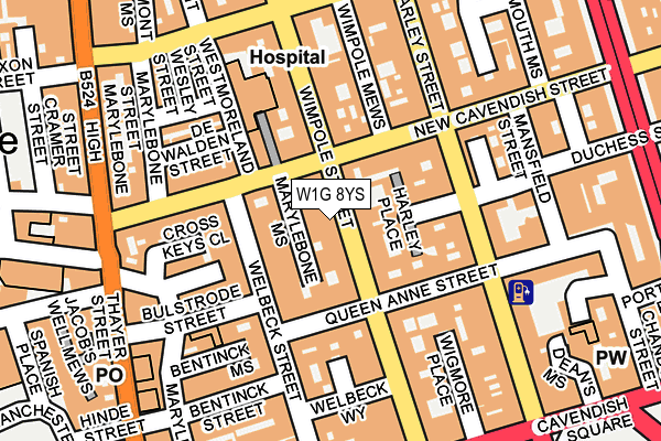 W1G 8YS map - OS OpenMap – Local (Ordnance Survey)