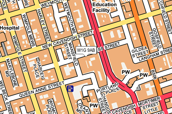 W1G 9AB map - OS OpenMap – Local (Ordnance Survey)